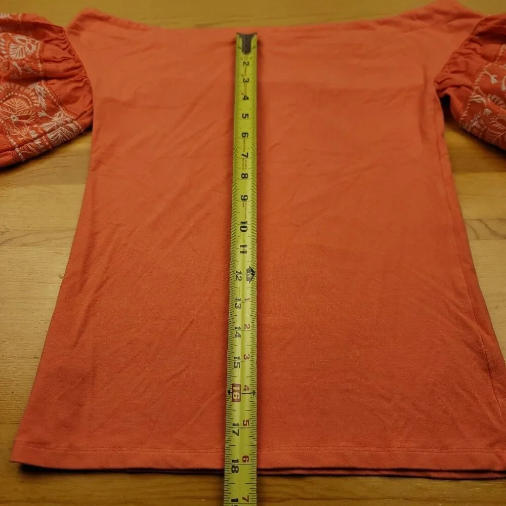 Free People Womens S Top Rock With‎ it Off the Shoulder Coral Puff Sleeves Boho